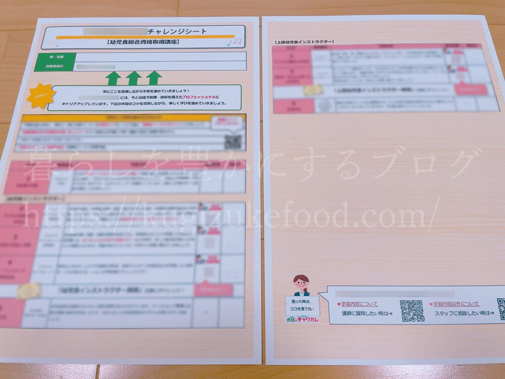 キャリカレの幼児食総合資格取得講座のテキスト・教材