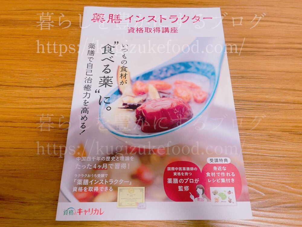 薬膳インストラクター資格講座の資料