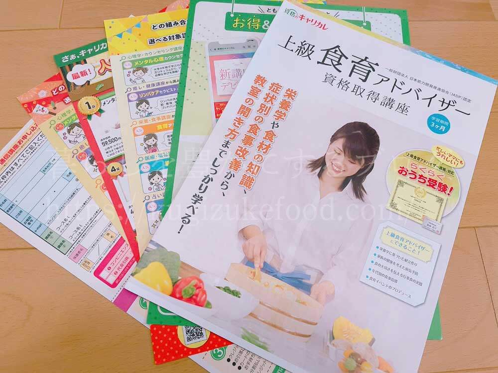 キャリカレの上級食育アドバイザー資格取得講座の資料