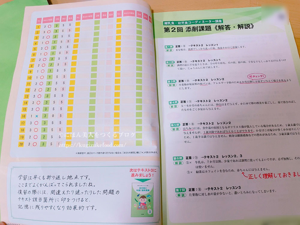 ユーキャンの資格講座の添削課題の返信